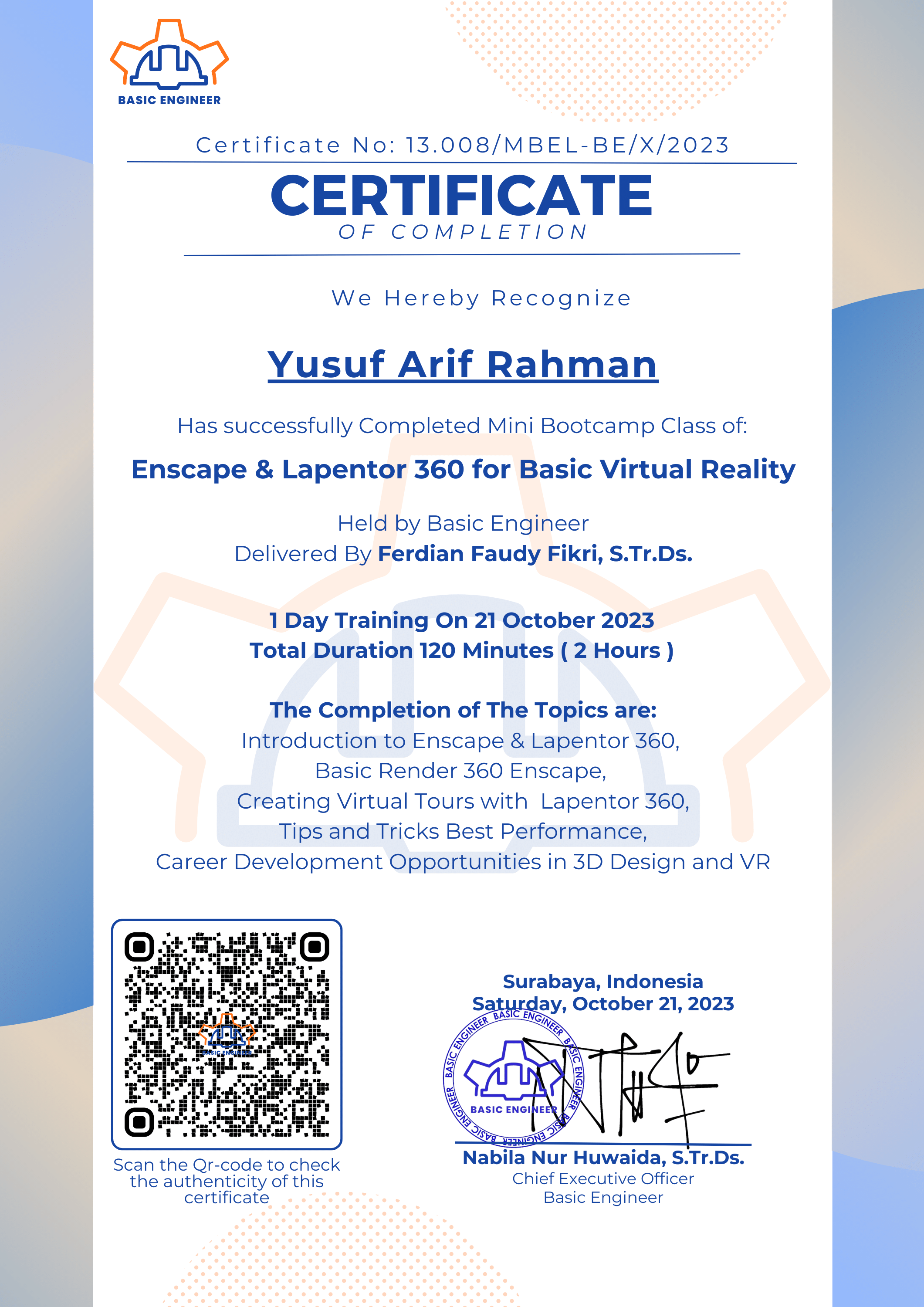 Virtual Reality Development Certificate